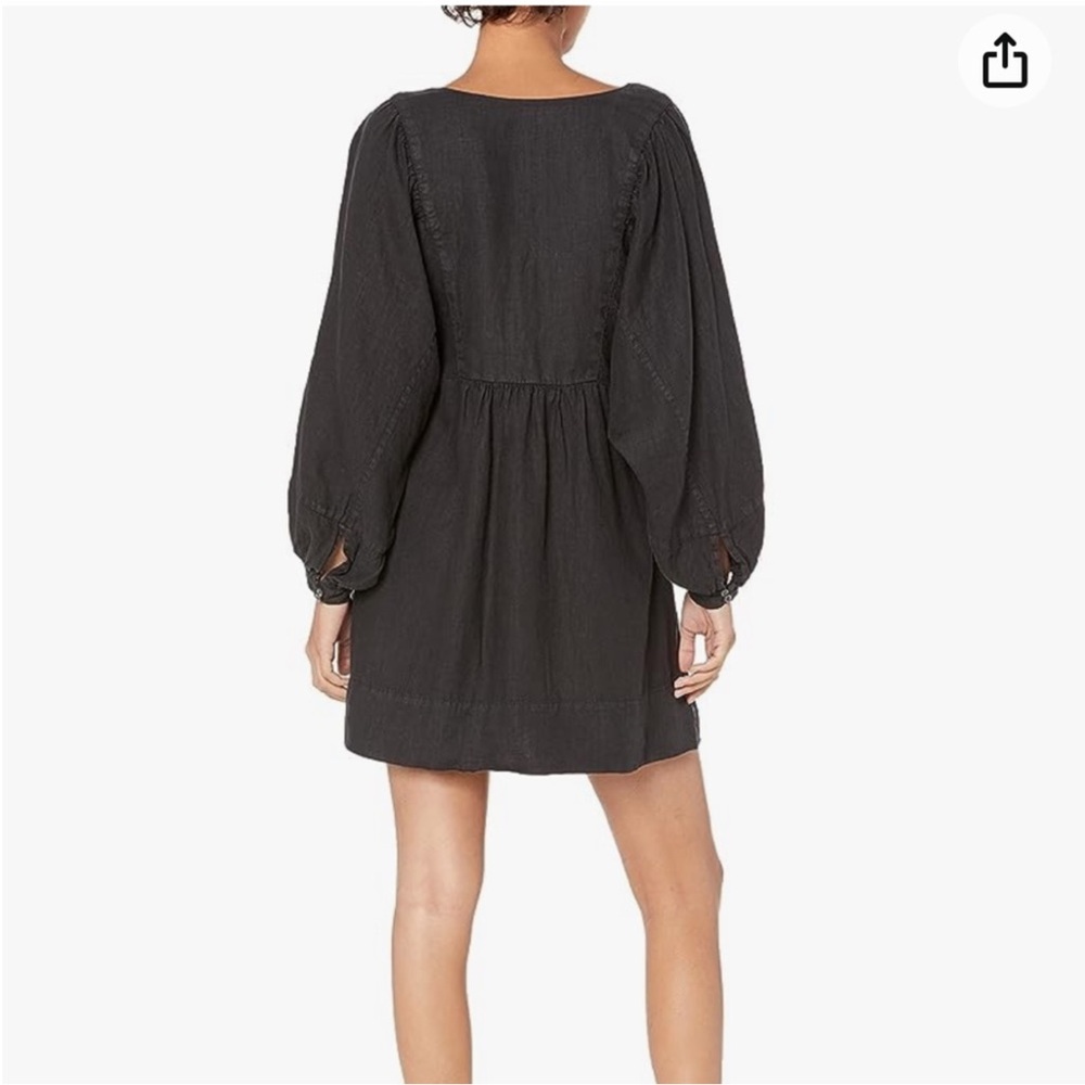 joie 100% linen dark grey mini jade dress 21-1-889-dro3026 - Picture 2 of 5